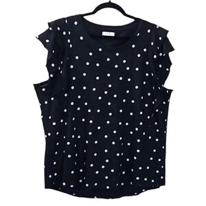 Maurices 24/7 Polka Dot Casual Flutter Sleeve Knit Top Size 0X